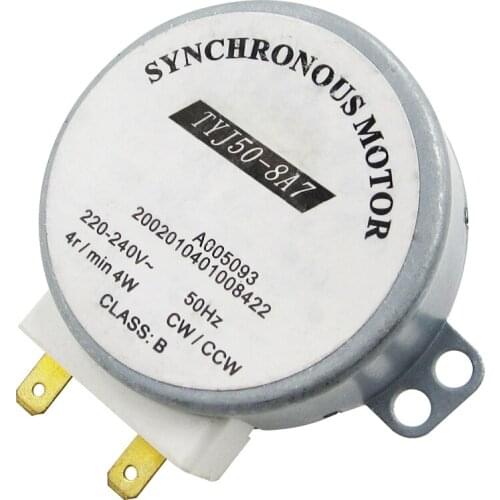 1 PC New AC 220V-240V 50Hz CW/CCW Microwave Turntable Turn Table Synchronous Motor TYJ50-8A7 D Shaft 4 RPM