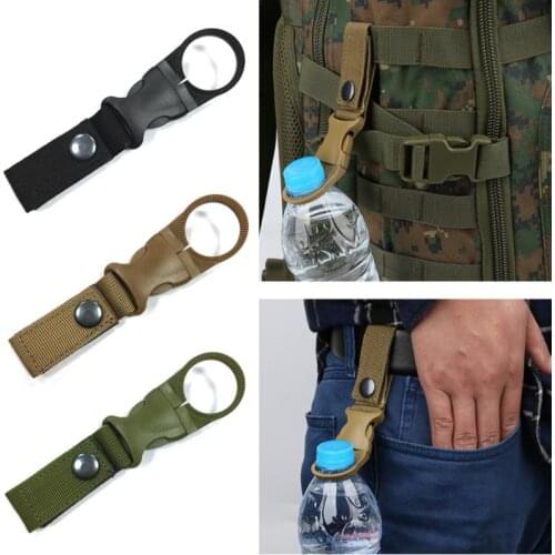 2021 New Outdoor Military Nylon Webbing Buckle Hook Water Bottle Holder Clip EDC Climb Carabiner Belt Backpack Hanger Camp