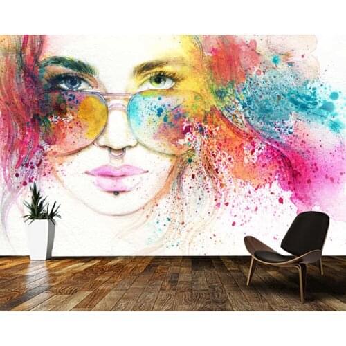 Papel de parede Colorful watercolor beauty portrait 3d wallpaper mural,living room tv wall bedroom wall papers home decor