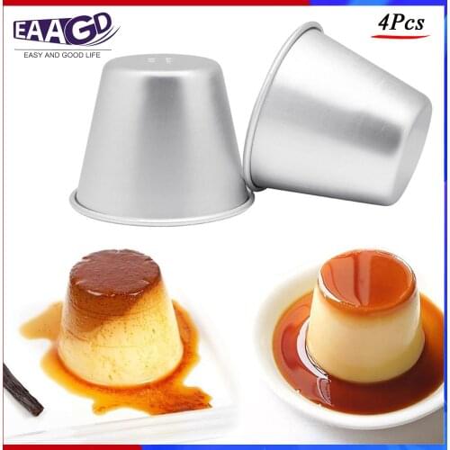 4Pcs/Lot Individual Pudding Moulds Mini Aluminum Pudding Cups Nonstick Egg Tart Mold For Dessert DIY Bakeware Cooking