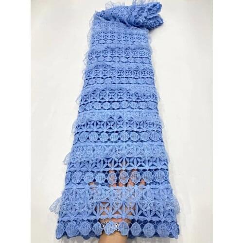 African lace fabric 2021 high quality Guipure lace fabric Latest French Cord lace fabric with Stones for Wedding 5 Yards DP02