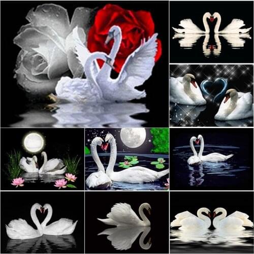 New 5D DIY Diamond Painting Animal Cross Stitch Hundred Swans Diamond Embroidery Full Square Round Drill Crafts Gift Home Decor