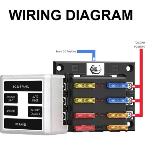 ATP / ATC / ATO DC 32V 30A 6 Way Fuse Holder LED Indicator With Short Circuit Indication Adjustable Cover Height For 12-32V