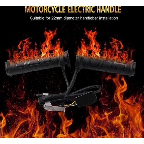 AUTO Black 22mm Upgrade Adjustable Motorcycle Handlebar Electric Heated Handle Heating Grips Set Handlebar Warmer Grip Cover