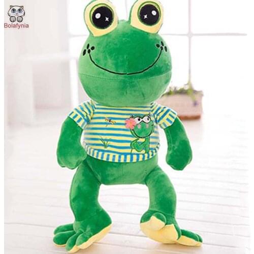 BOLAFYNIA Children Plush Stuffed Toy frog with strip clothes smile Baby Kids Toy for Christmas Birthday Gift