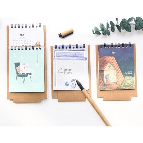 DL Calendar 2018 cartoon creative fresh scaffold for multi function calendar DIY calendar personality Stationery for office