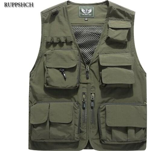 Men Vest Tactical Jacket Summer Outdoor Mountaineering Fishing Army Photographer Vest Multi-Pocket Men Mesh Sleeveless Jacket