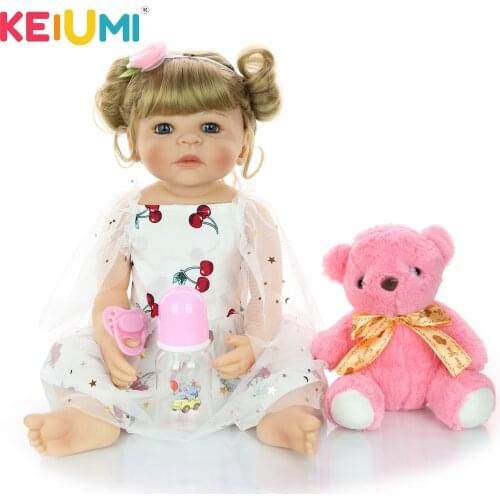 KEIUMI Lovely 22 Inch Reborn Baby Girl Full Silicone Body Reborn Doll Lifelike Kids Playmate Baby Toys For Girl Christmas Gift