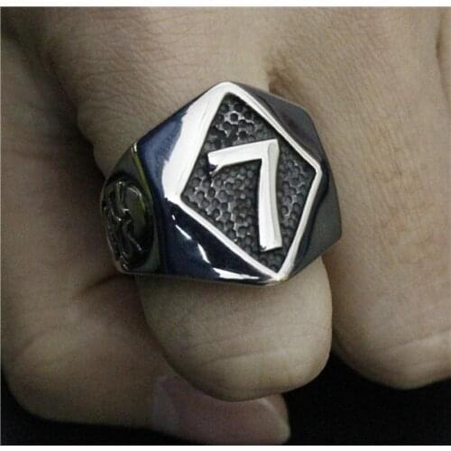 2016 Popular Number 7 Ring 316L Stainless Steel Top Quality Fashion New Design Lucky 7 Biker Ring