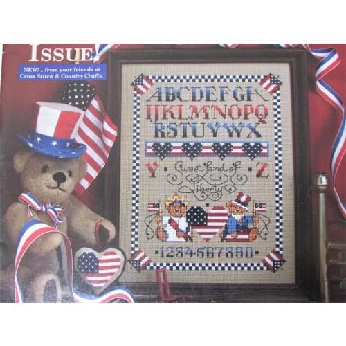 2021 Gold Collection Embroidery American Flag Sampler Cross Stitch Pattern with 100% Cotton Floss & Free Shipping for Wall Decor