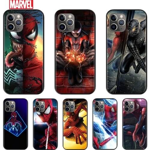 Cool Marvel Spider Man For Apple iPhone 12 11 XS Pro Max Mini XR X 8 7 6 6S Plus 5 SE 2020 Silicone Black Cover Phone Soft Case