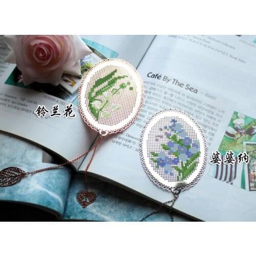 M Cross stitch DMC set creative gift simple metal bookmark elegant bell orchid blue grandma