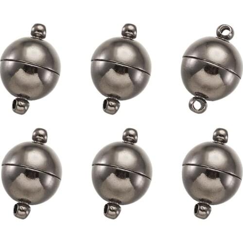 5 Set Gunmetal Golden Round Brass Magnetic Clasp for Jewelry Making 19x12mm Hole: 2mm