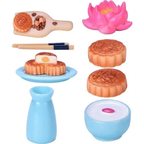 Dollhouse Miniature Mid-Autumn Festival Moon Cake Kitchen Tools Lotus Mini Decor