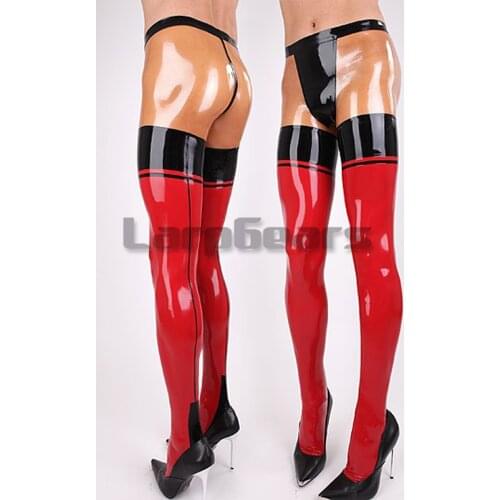 Multicolor Latex Leggings Mens Sexy Rubber Trousers / Pants Plus Size