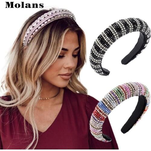 MOALNS Creative Baroque Headband Women Retro Hair Accessories Padded Hair Bands Bezel For Girls Luxury Crystal Headdress 2020