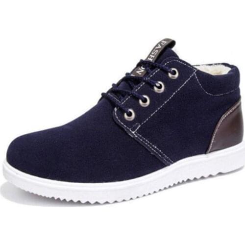 2021 Winter New Concise Style Mens Boots Round Toe Low Heel Rubber Plush Thickening Causal Shoes with Platform Comfortable