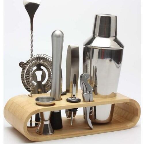 10-Pieces Cocktail Shaker Set kit Bartender Kit shakers Stainless Steel Bar Tool Set with Stylish Bamboo Stand