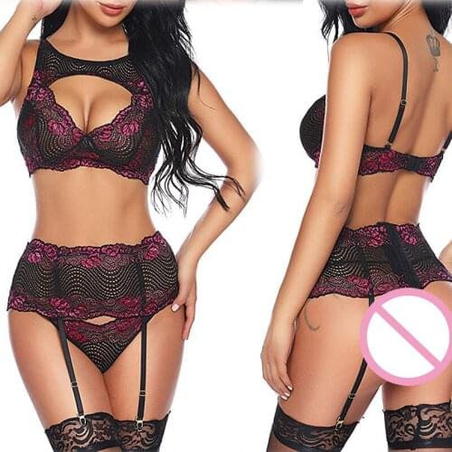 Plus Size Lingerie Sexy Women Sets Sleepwear Hot Erotic Brassiere Thong G-string Garter Babydoll Intimates Underwear Nightwear