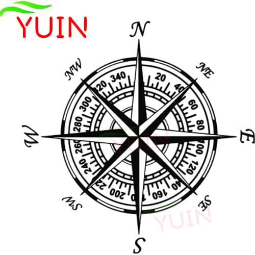 NSWE Compass Nautical Decals Fashion Rear Windshield Decoration Personalized PVC Waterproof Stickers Can Be Customized Color