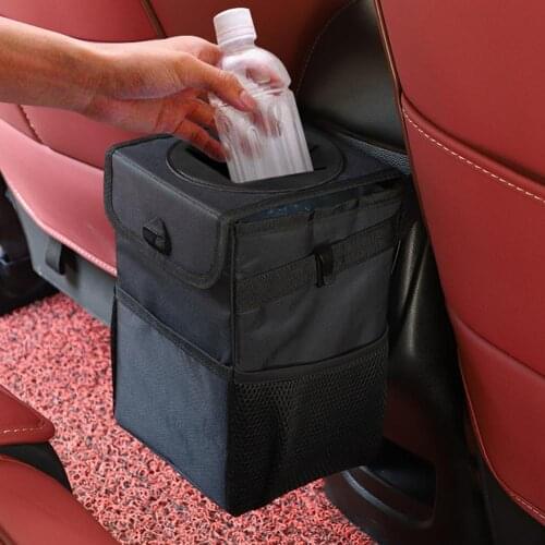 Car Seat Back Hanging Folding Waterproof Oxford Cloth Trash Can Garbage Bin