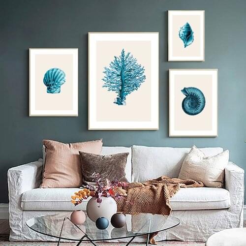 Underwater Creature Wall Art Canvas Painting Blue Style Nordic Posters and Prints Decorative Picture Modern Home Decoration