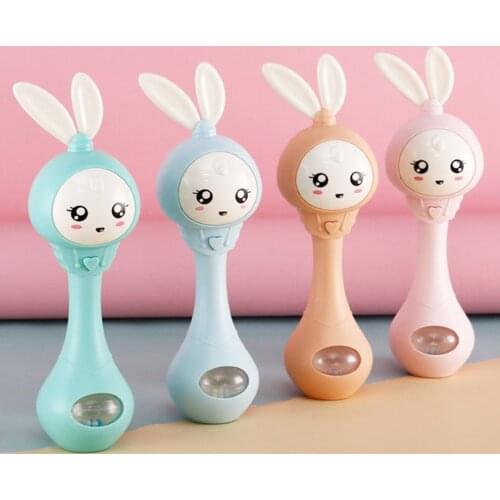 New Baby Music Flashing Teether Rattle Toy Rabbit Hand Bells Mobile Kids Pacifier Vienna Tear Newborn Early Educational Toy