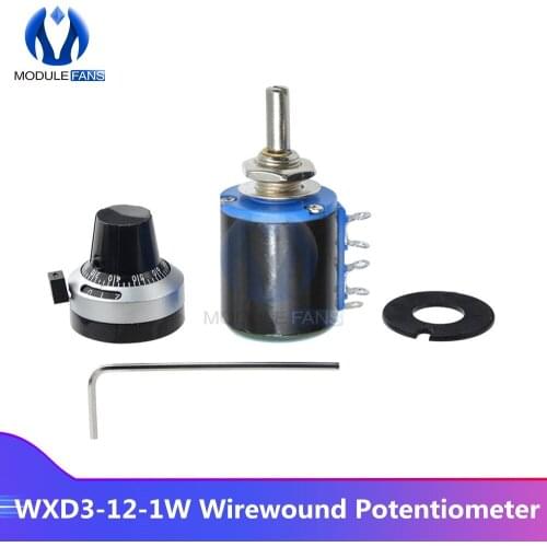 Wirewound Potentiometer Resistance 100R 200R 470R 1K 2.2K 4.7K 10K 22K 47K Ohm Precision Dial Potentiometer Knob