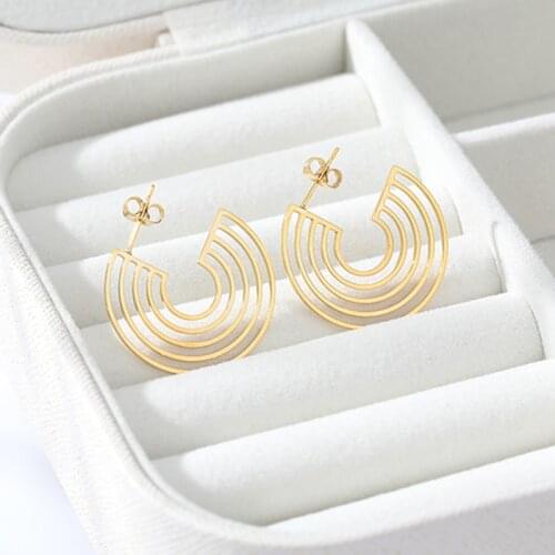 Lokaer Rose Gold Color Mosquito Coil Shape Axaggeration Earrings Punk Style Stainless Steel Jewelry Birthday Christmas Gift