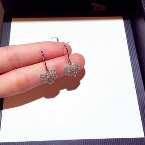 Heart shape Drop Earrring Pave AAAAA Cz Real 925 sterling silver Engagement Wedding Dangle Earrings for women Fine Party Jewelry