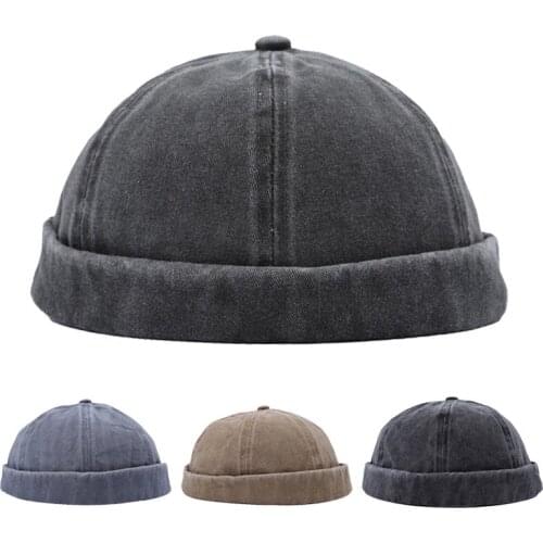 New Men Street Casual Docker Sailor Biker Hat Loop Beanie Brimless Cap Fashion Unisex Pumpkin Vintage Black Beanies Hip Hop Hat