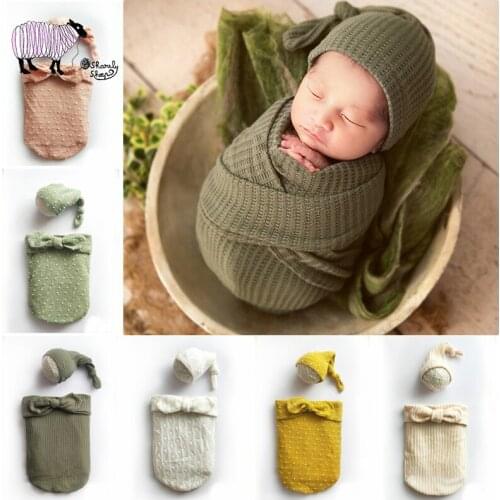 Newborn Baby Photography Hat+Wraps Sets Props Infant Baby fotoshooting Accessories Girl Boy Photo Shoot Posing Wraps Props