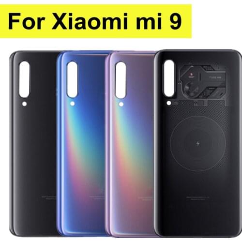 6.39" Mi 9 Glass Rear Housing Cover For Xiaomi Mi9 Back Door Replacement Hard Battery Case For Xiao mi 9 with logo