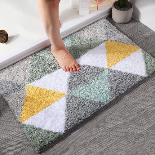 Bathroom Door Entrance Mat Rhombic Bath Rug Bathroom Non-Slip Mat Toilet Door Mat Entrance Door Absorbent Mat Anti-Slip Door Mat