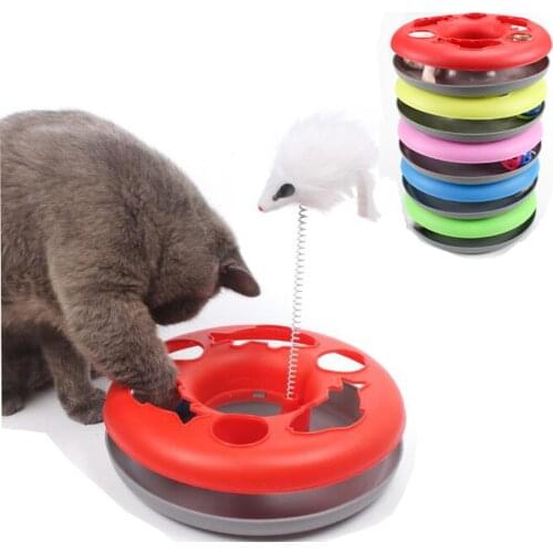Funny Pet Toys Cat Crazy Ball Disk Interactive Amusement Plate Mouse Spring Cat Toys Turntable Pet Interactive Toys Cat Supplies