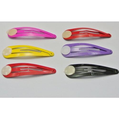 50 Mixed Color Snap Hair Clips with glue pad 46mm Baby Bows Girls Hair Bows