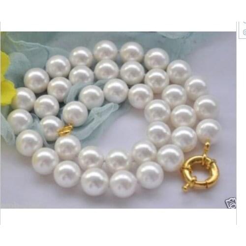 Women gift word Jewelry Beautiful AAAA 10-11mm Natural Round White South Sea Shell Pearl Necklace gilt Clas