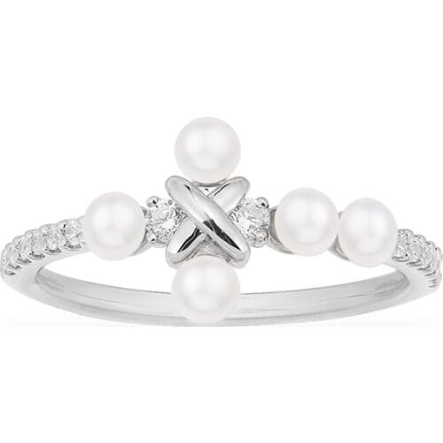 SLJELY Fashion Real 925 Sterling Silver Cross Pearl Ring Micro AAA Zirconia Women Luxury Brand Fine Party MALTESE Jewelry Gift