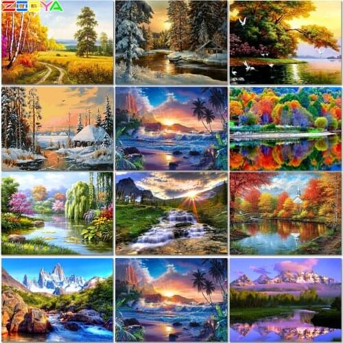 ZOOYA Diamond Embroidery Landscape 5D DIY Diamond Painting Landscape Full Dill Round Diamond Mosaic Art Kits Home Decoration