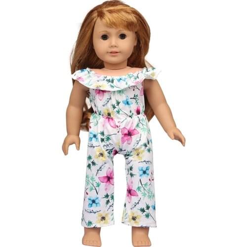 1/3 BDJ Dolls Clothes Jumpsuit For 18 Inch American Dolls 2020 New Flowers Painted Suit For Our Generation Toys For Girls