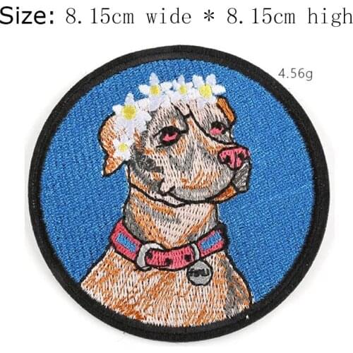 1pc Loyal dog embroidery patch Free shipping for left chest 8.15cm high iron on sew on for clothing/flowers/Human friend