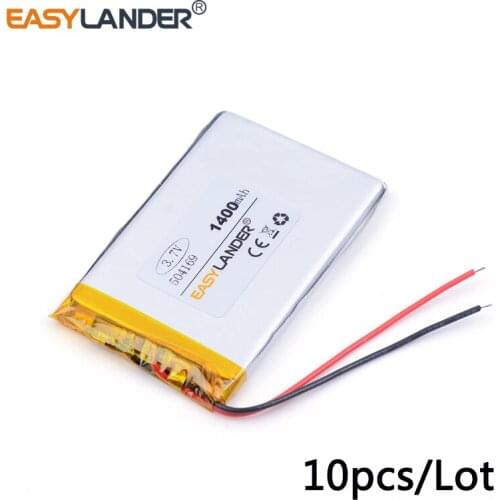 10pcs /Lot 1400mah 504169 3.7v lithium Li ion polymer rechargeable battery interphone navigator vehicle traveling data recorder