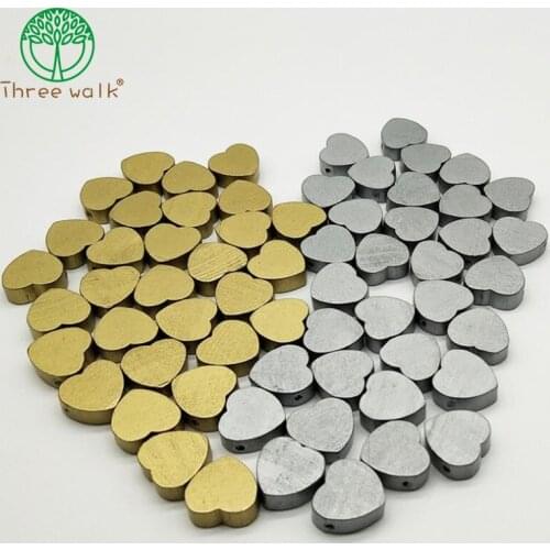 100pcs 17mm Mini Wood Heart Golden & Silver DIY Earrings Jewelry Findings V54342