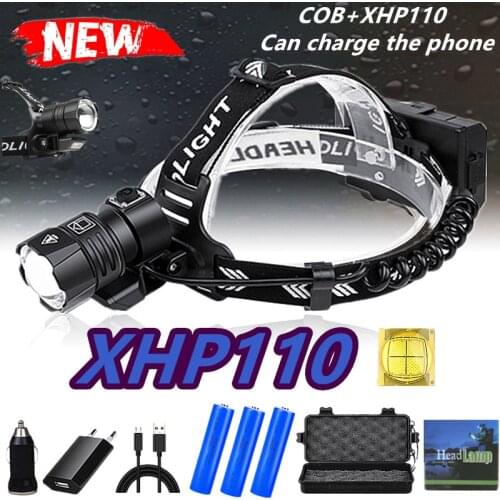 1000000LM XHP110 Powerful Lantern Headlamp XHP90.3 LED USB Flashlight XHP50.2 Headlight Rechargeable18650 Zoom Head Torch Light