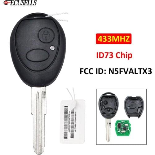 2 Button OEM Remote Key Smart Car Key Fob 433Mhz ID73 Chip FCC ID: N5FVALTX3 for Land Rover Discovery 1999 - 2004 Uncut Blade
