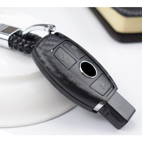 2018 Carbon Fiber Car Key Case Cover For Mercedes For Benz W210 W211 Amg W204 C E S CLS CLK CLA SLK Class Smart Keychain