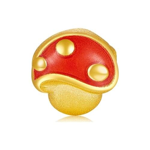 Pure 24K Yellow Gold Bracelet Women 999 Gold 3D Hard Gold Mushroom Bracelet