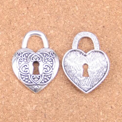 6pcs Charms heart lock 32x22mm Antique Pendants,Vintage Tibetan Silver Jewelry,DIY for bracelet necklace