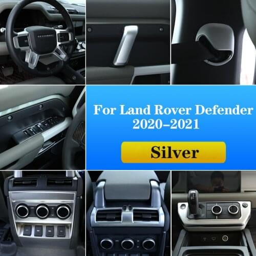 ABS Chrome Silver Interior Kit,For Land Rover Defender 110 2020-2021 Car Door Handle Glass Lift Frame,Gears,AC Air Outlet Cover
