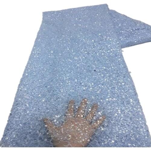 African French Tulle Lace Fabric 2021 High Quality Lace With Sequins Nigerian Lace Fabrics For Wedding Dress Sewing XZ-290